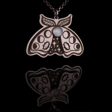 Moonstone Moth Necklace