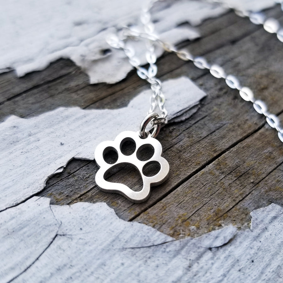 Dog paw necklace silver | FULL-SILVER